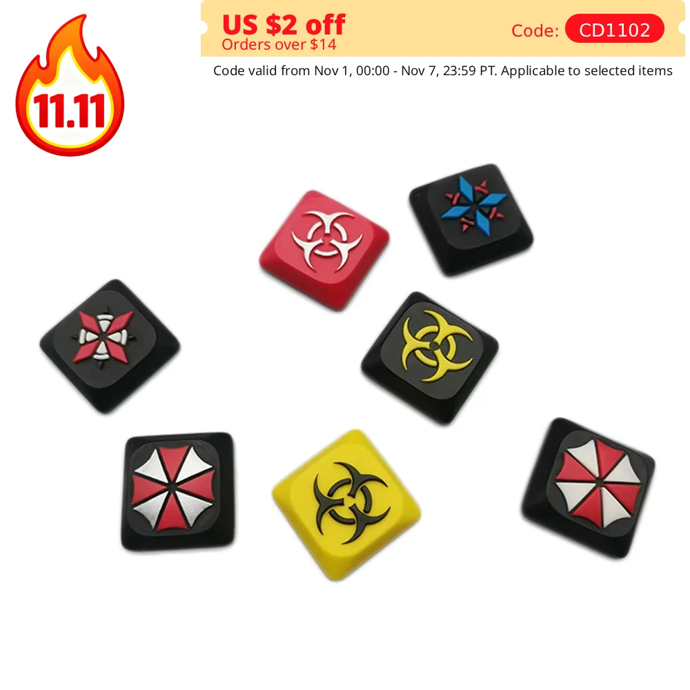 Customized Low Profile Keycaps Arrow Keycap Mechanical Keyboard Caps Personalized Residents Evils Resin ESC WASD Function Keycap