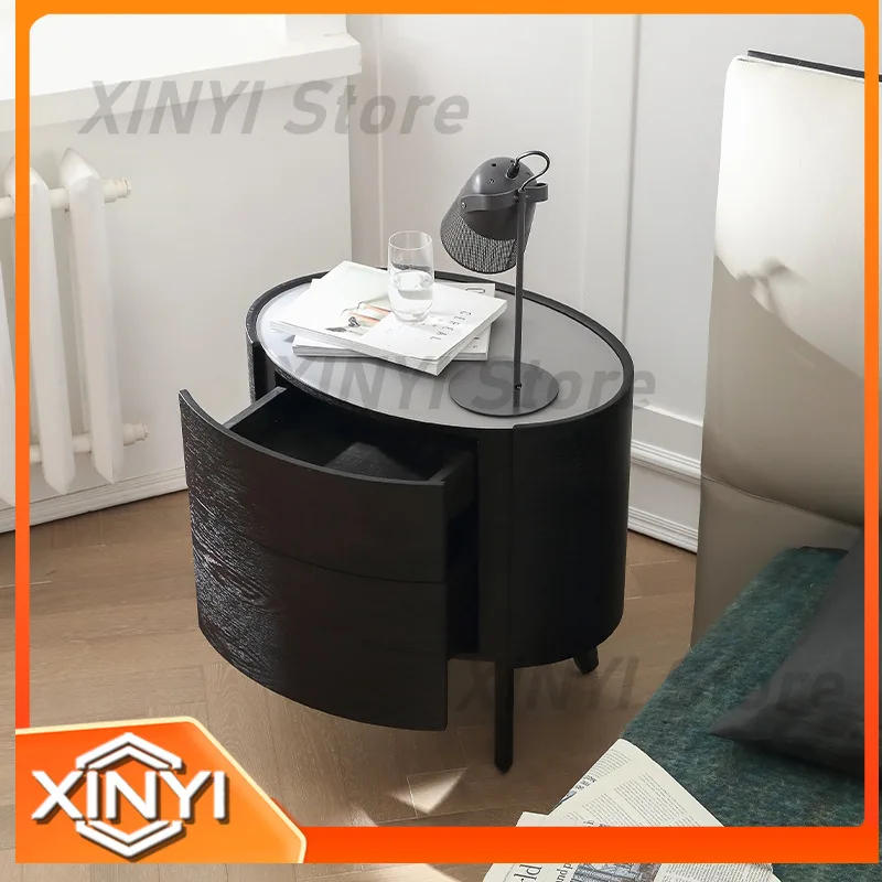 For Niche minimalist high-end bedside table ash wood simple modern bedroom fashion smoky color cream style storage cabinet