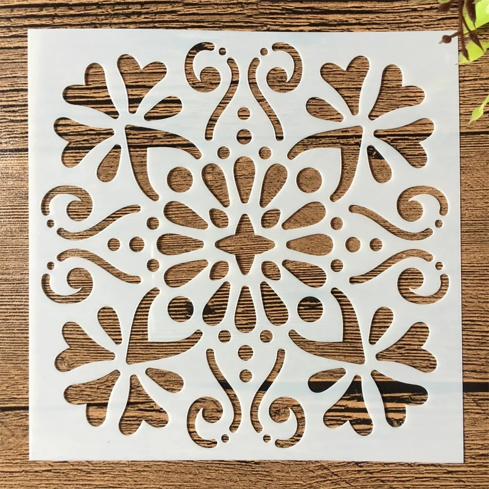 Imagem -05 - Mandala Janela e Flor Stencils Layering Faça Você Mesmo Pintura Scrapbook Colorir e Embossing Álbum Modelo Decorativo 15*15cm 16 Peças Lote