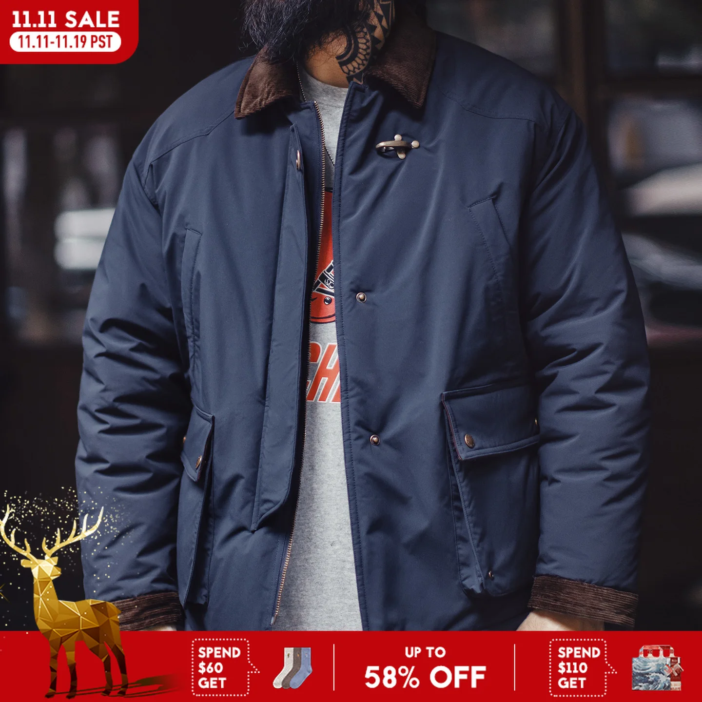 

Мужская винтажная хлопковая куртка Maden в стиле сафари, теплая стеганая охотничья куртка, пальто из вельветового воротника, ветровка на зиму