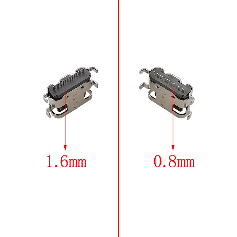 10 Stücke USB 3.1 Typ C Buchse 16 Pin Mid Mount 0,8/1,6mm Löten Stecker Für DIY Lade USB Typ-C Port Reparatur – Detail 1