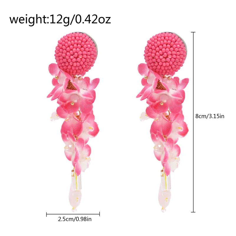 Peach Blossom Women Drop Earrings Long Tassel Wedding Bead Handmade Bohemian Charms Earings Elegant Statement Earrings Feminina