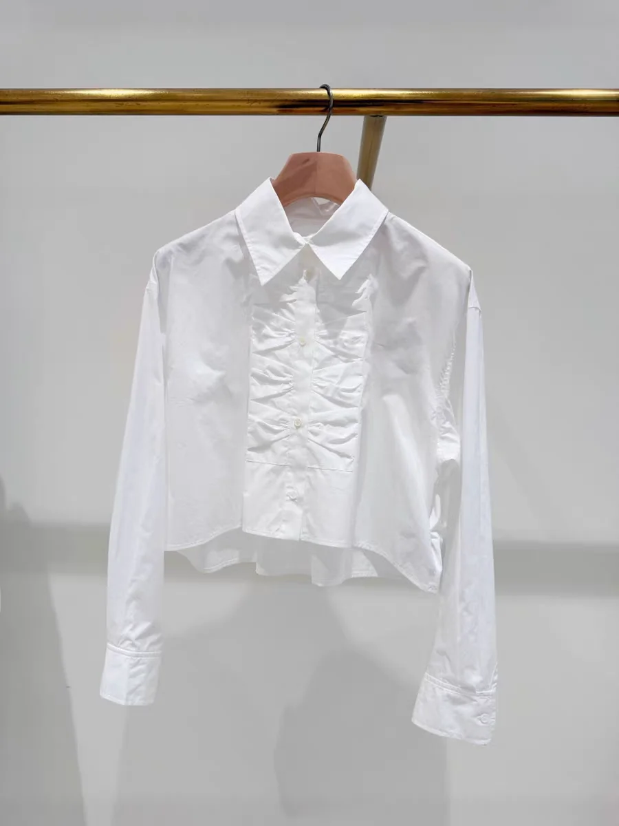 

Ele Early Autumn Long Sve Women's irt M Home Vintage Pleated Lace Design Unique Faionable Cotton Knot Bl...