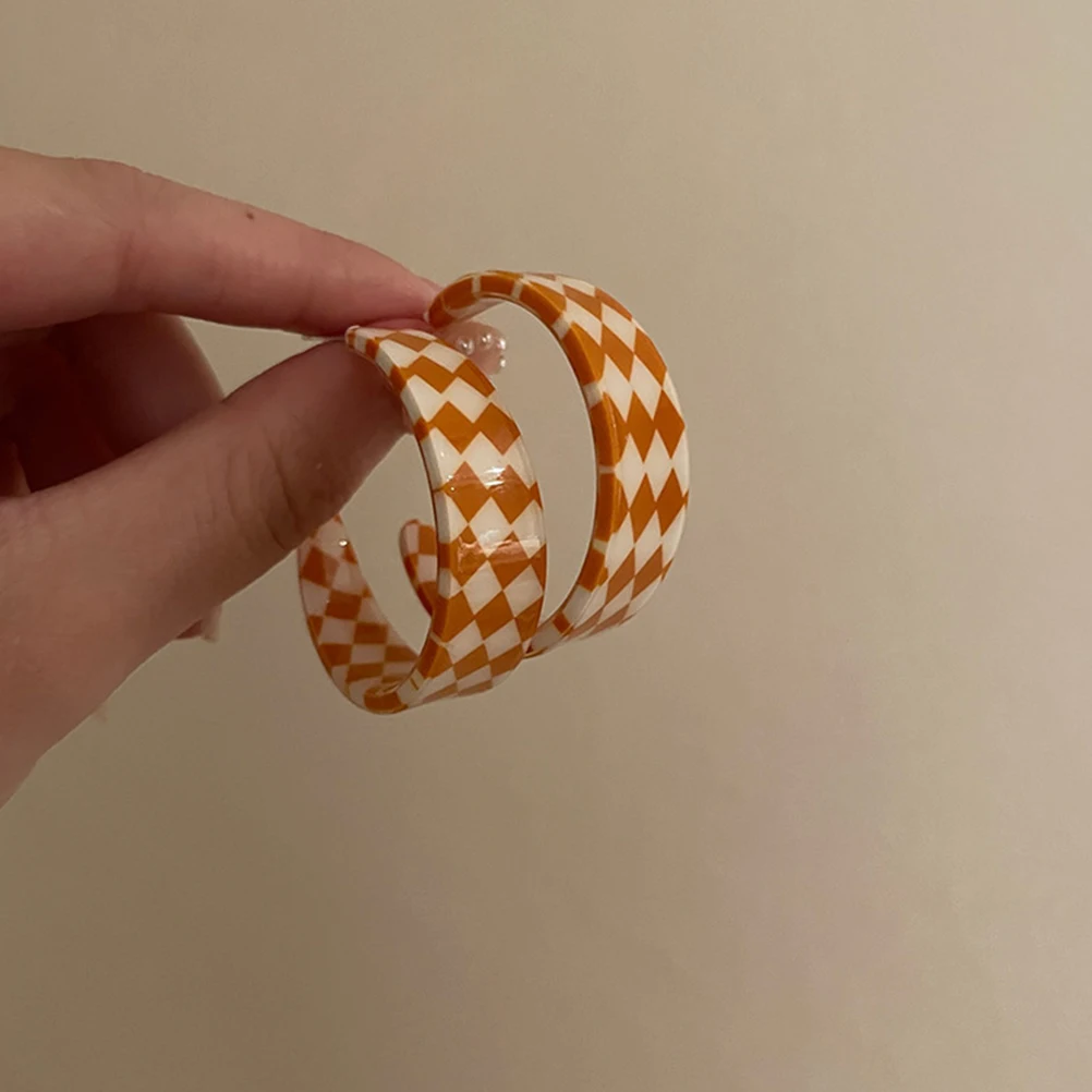 

Funky Retro Acrylic Hoop Earrings Aesthetic For Women Vintage 70S Style Drop Charm Fashion Party Banquet Lightweight Dangle Teen