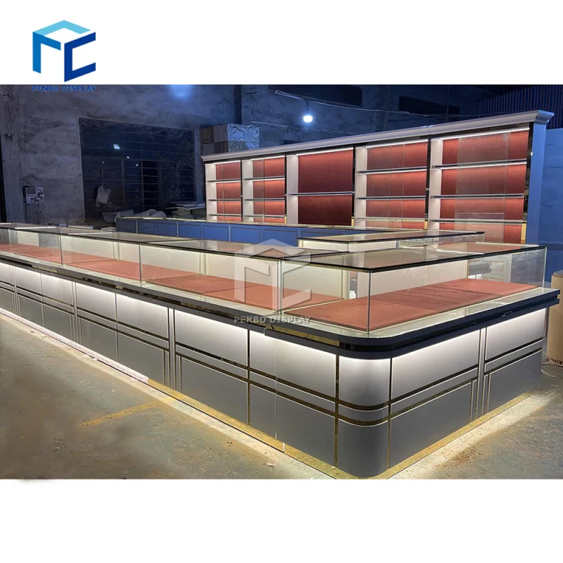 2025customized.Hot Sale Jewelry Showcase Custom Design Jewelry Store Furniture Jewellery Glass Display Cabinet Shopping Mall