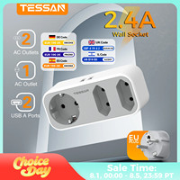 TESSAN Multi Wall Socket Extender with 2 USB Ports 2 Euro Sockets 1 Schuko Outlet Wall Double Plug Adapter for Home Office Room