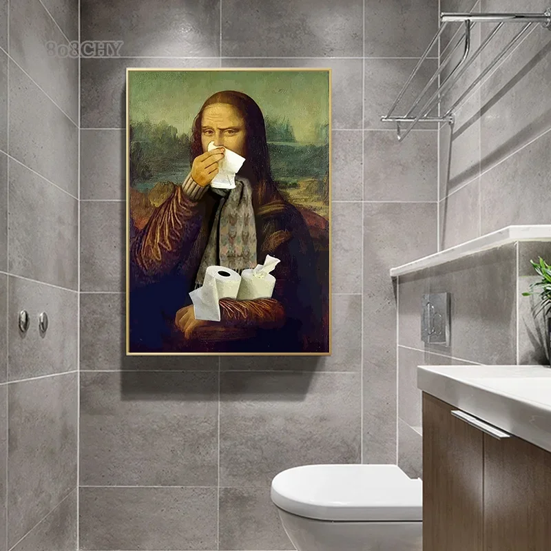 Toilet Poster Hand of God Funny Dog Raccoon Are You Pooping Canvas Print Art Pictures Vintage Portrait Funny Bathroom Wall Art