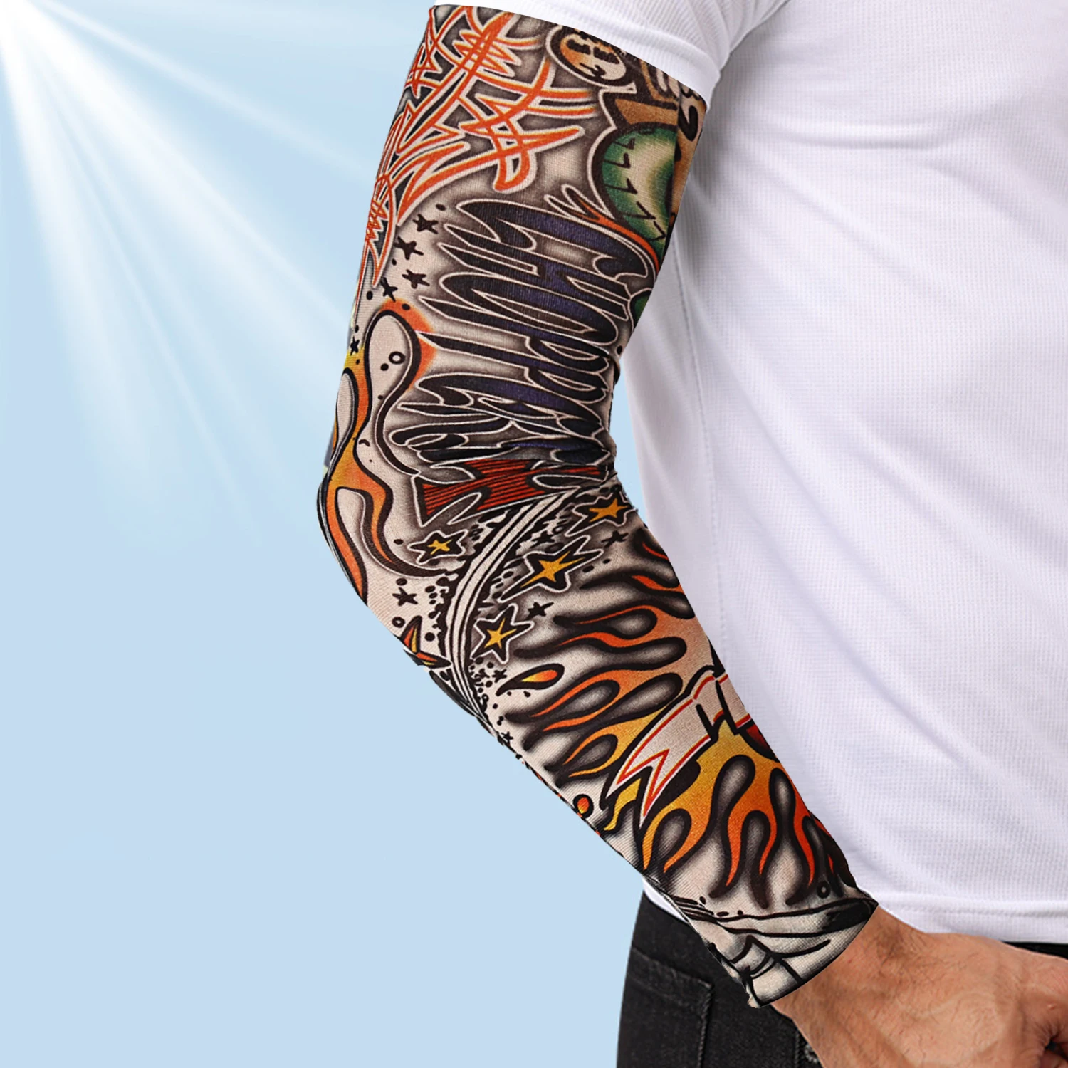 Mangas de brazo de flores para tatuaje, manguito de hielo de enfriamiento de verano, protección solar elástica, calentador de brazos, protección