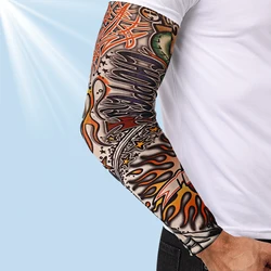 Mangas de brazo de flores para tatuaje, manguito de hielo de enfriamiento de verano, protección solar elástica, calentador de brazos, protección solar UV, cubierta de brazo, 1Pc