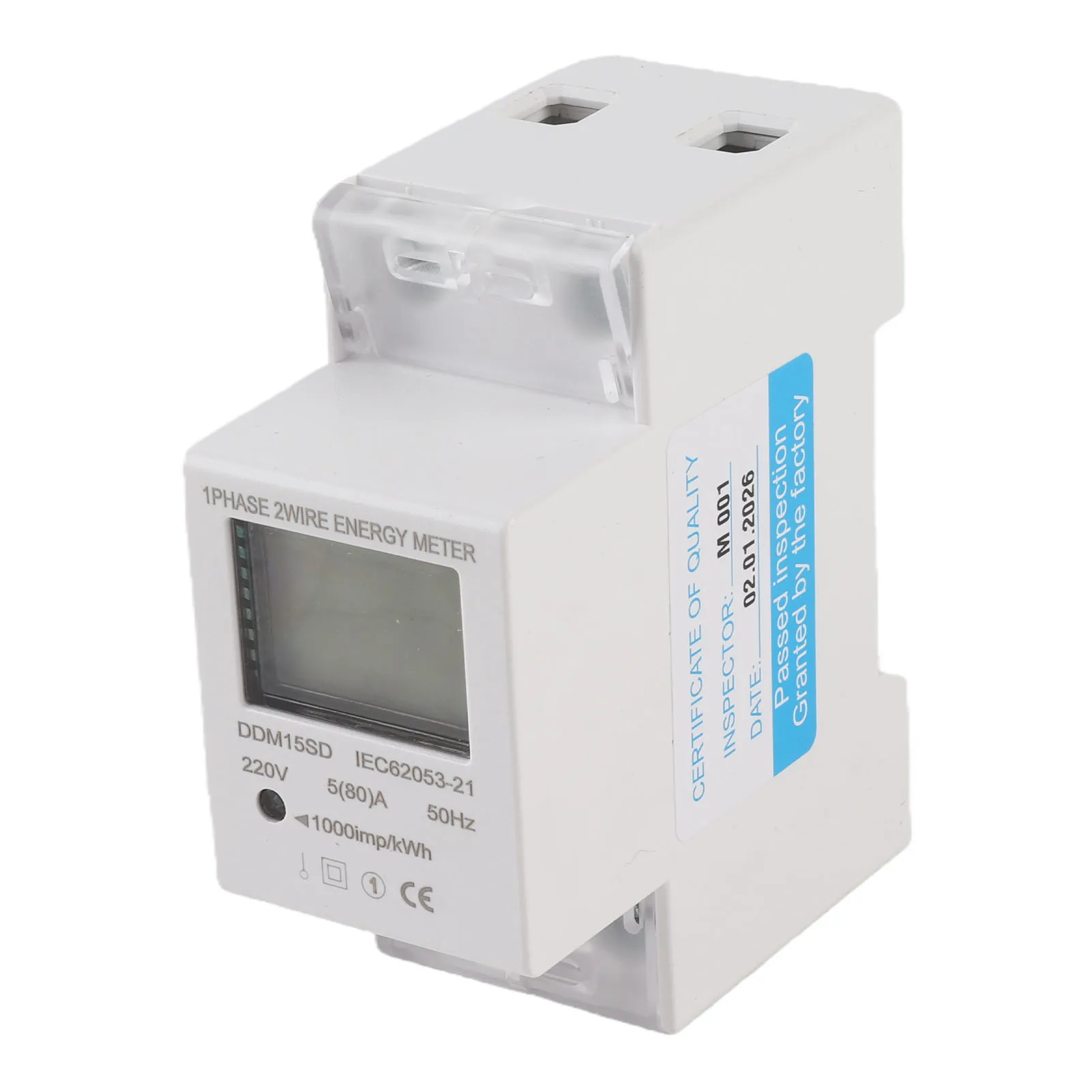 5-80A DDM15SD LCD Backlight Digital Display Single Phase Electronic Energy KWh Meter