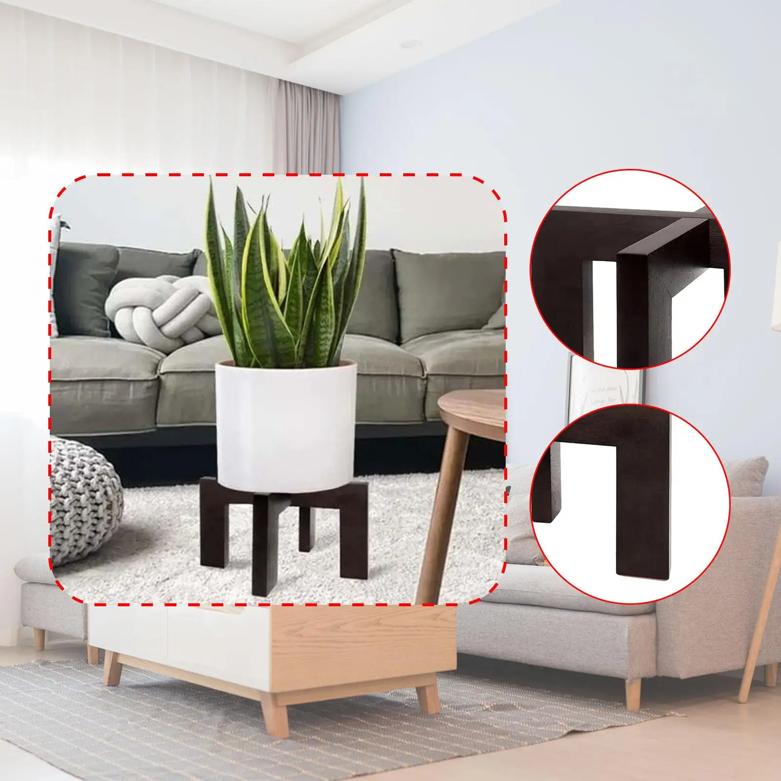 

Wood Plant Stand Indoor Elegant Decoration Flower Pot Rack Plant Shelf Storage Rack for Kitchen Drawing Room Yard Hotel Office