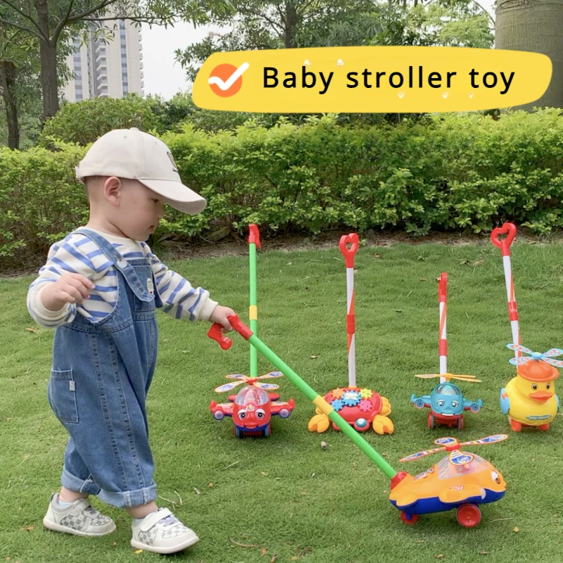 Children\'s push-pull toy trolleys 1 to 3 years old with music 2023 baby toddlers outdoor small plane.