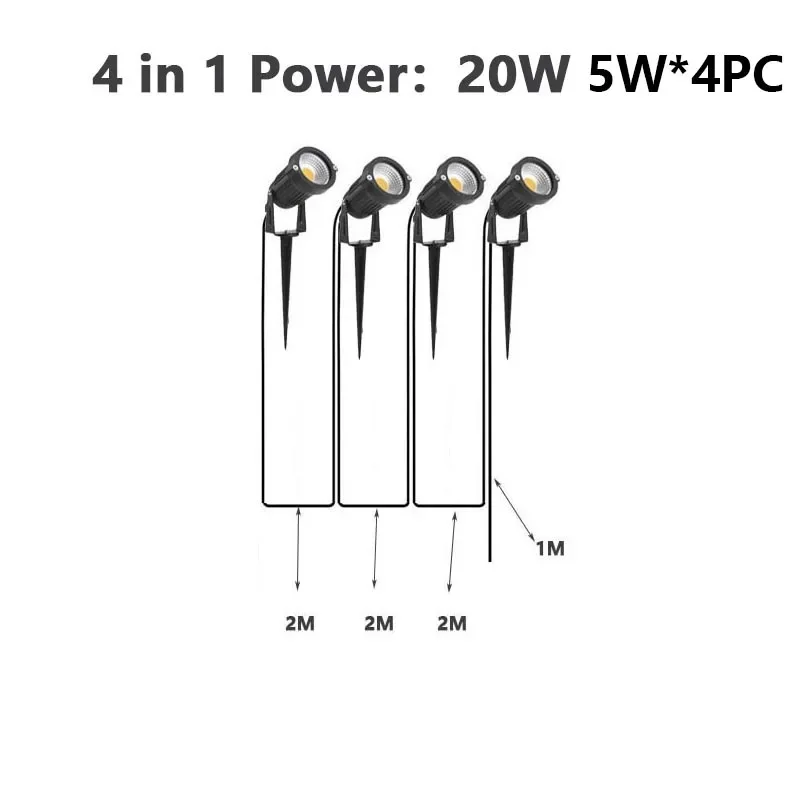 

2-метровый провод, светодиодные садовые фонари, газонная лампа, низковольтное ландшафтное освещение, водонепроницаемое украшение сада, наружное освещение