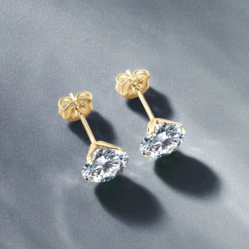 

Moissanite Round Stud Earrings for Women Men 18K Yellow Gold Plated GRA Certified 3mm 4mm 5mm 6mm 6.5mm Golden Ladies Jewelry