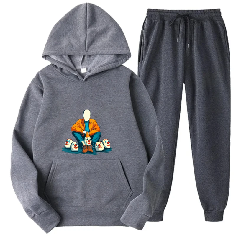 طقم هوديي سويت شيرت وسروال مطبوع عليه فتاة الرسوم المتحركة الرمادية للارتداء الكاجوال والحفلات التنكرية #5