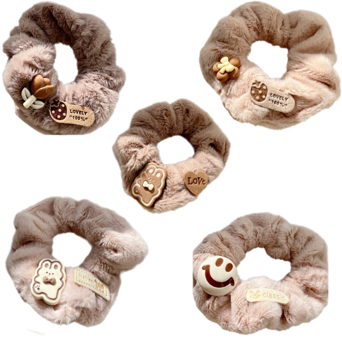 

Furry Large Intestine Hair Loop for Autumn and Winter Cartoon Cute Little Bear Rabbit Temperament Versatile Hair Accessory