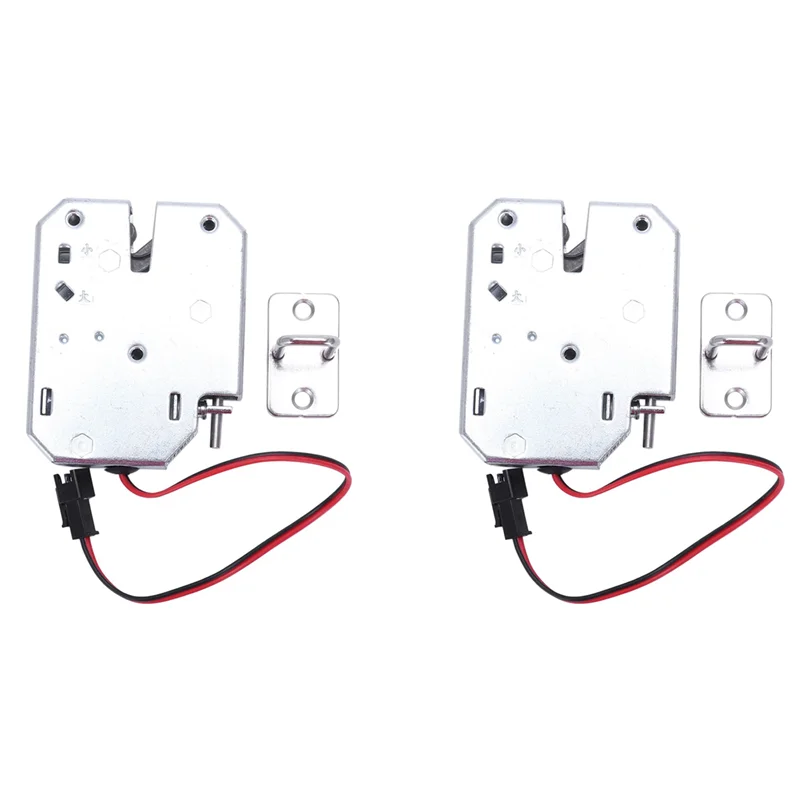 Elektrozaczep A96I-2X, zasilanie DC 12V 2A, elektromagnetyczny zamek do drzwi, szafek, szuflad, szaf, stal węglowa, srebrny kłódka.