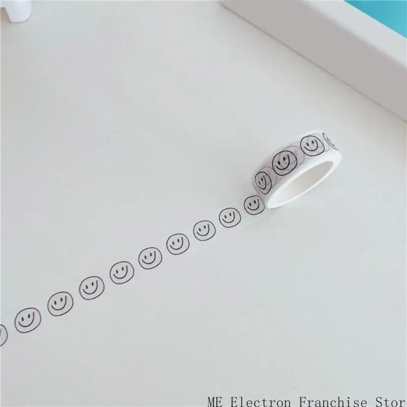 T5ea Smiling Face Tape Decorative Scrapbooking Tacking Torning para álbum fotos álbumes recortes álbum recortes
