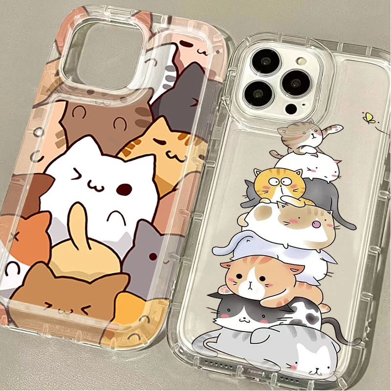 Funda transparente suave con grafiti de gato pequeño para Samsung Galaxy A15 A55 A05 A05S A14 A24 A13 A23 A73 A12 A22 A32 A52 A52S A72 A31 A51 A71