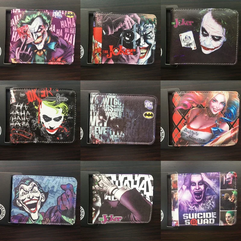 DC Anime Figure The Joker Harley Quinn Short Style Embossed Poly Urethane Wallet Coin Purse Card Bag Unisex Fans Birthday Gifts