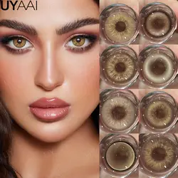 UYAAI 【1 * lentes de contacto + 1 * pinzas + 1 * estuche para lentes】 Lentes blandas multicolores de alta calidad Contactos amarillos Ojos amarillos Brillo Belleza