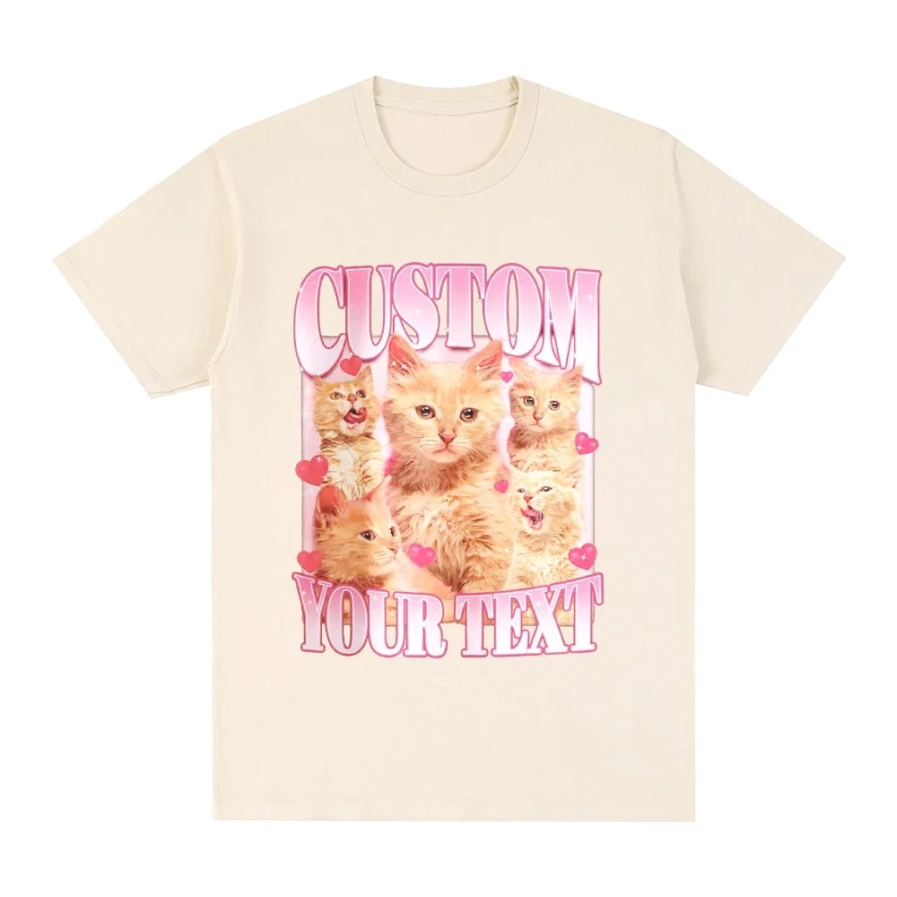 تخصيص النص الخاص بك الجرافيك تي شيرت عشاق القط هدية تي شيرت 2025 الصيف الرجال المرأة عادية الأصلي القطن الخالص تي شيرت #4