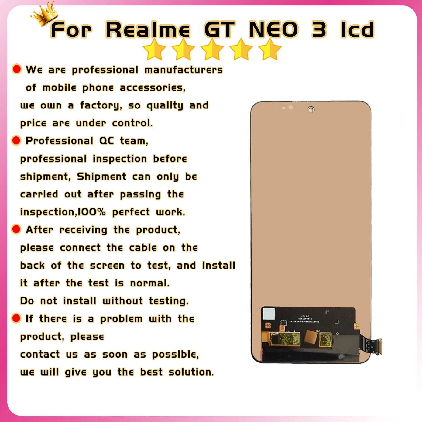 High quality Lcd For Realme GT NEO 3 RMX3561 RMX3560 RMX3563 LCD Display Touch Screen Replacement Digitizer Assembly with frame