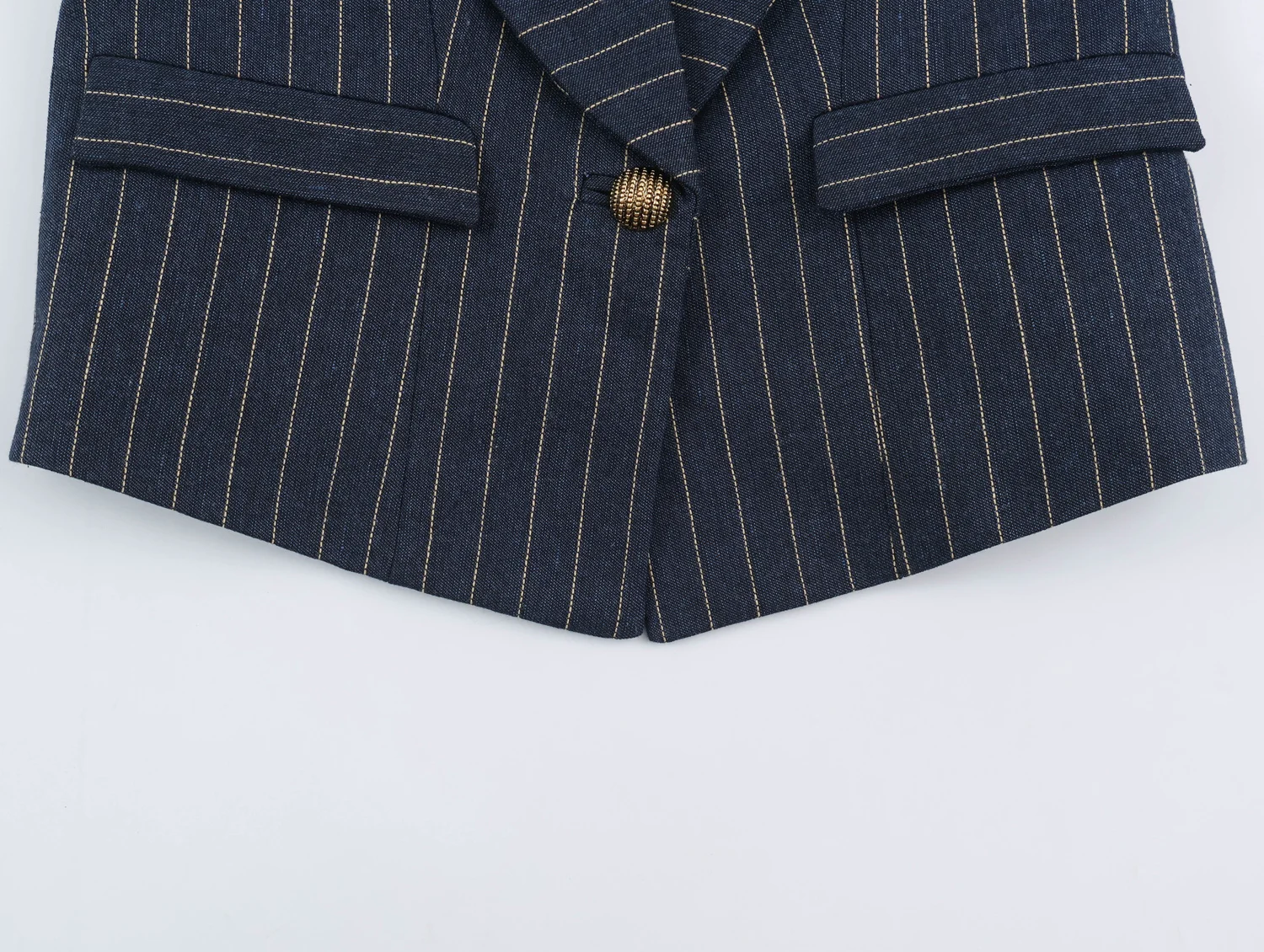 BSAY Retro College Damen Gestreifter Blazer mit Reverskragen, Doppelreihig, Zierknöpfe, Schmale Passform, Kurze Anzugjacke, Lässige Oberbekleidung – Detail 12