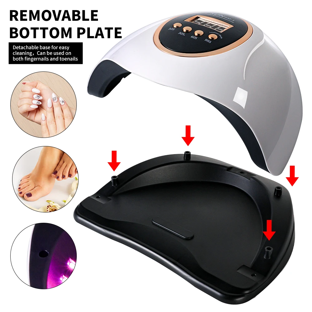 โคมไฟเล็บเครื่องเป่า 45 LEDS ลูกปัด Dual Source UV/LED High Power โคมไฟสําหรับเล็บเจล Phototherapy Light สําหรับเล็บ Salon