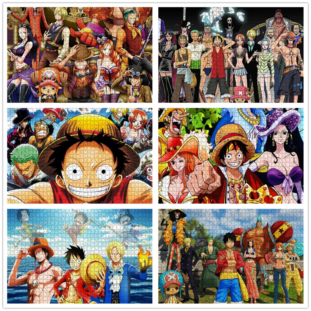 

One Piece Jigsaw Puzzle Japanese Anime Character Luffy Puzzles Adult Decompression Toy Child Intellectual Game Handmade Gift