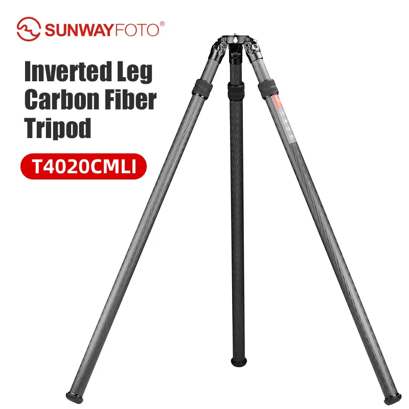 SUNWAYFOTO T4020CMLI Inverted Leg Carbon Fiber Heavy Duty Tripod with 75mm Bowl, 40mm, Tubes Two Section,70''Tall,Load 88lb.40kg