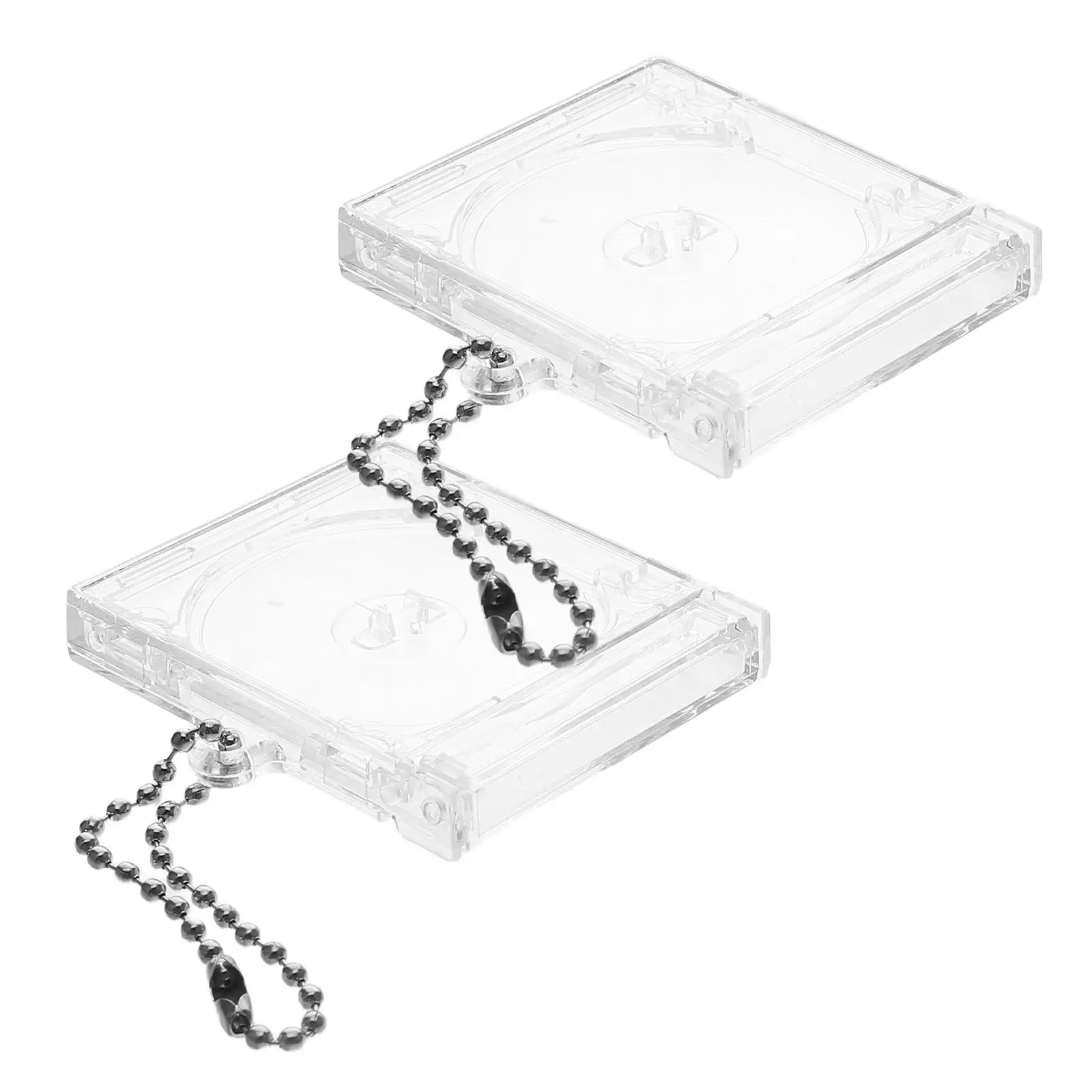 

2Pcs Mini Holder Keychain Acrylic Case Small Treasure Box Supplies Blank Pendant Portable Video Device Fan Craft