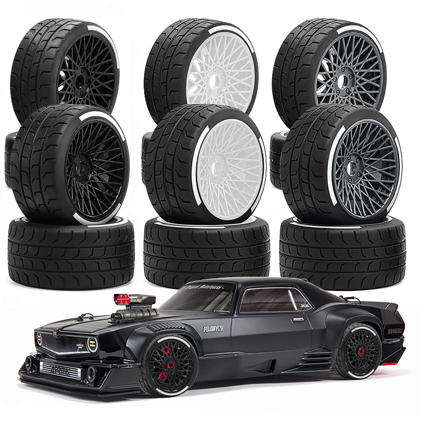 

4pcs 43*101 53*107mm RC Wheel & Tire with 12mm Hex for ARRMA 1/7 Felony Infraction Limitless 6S BLX RC Highway Car Upgrade Parts