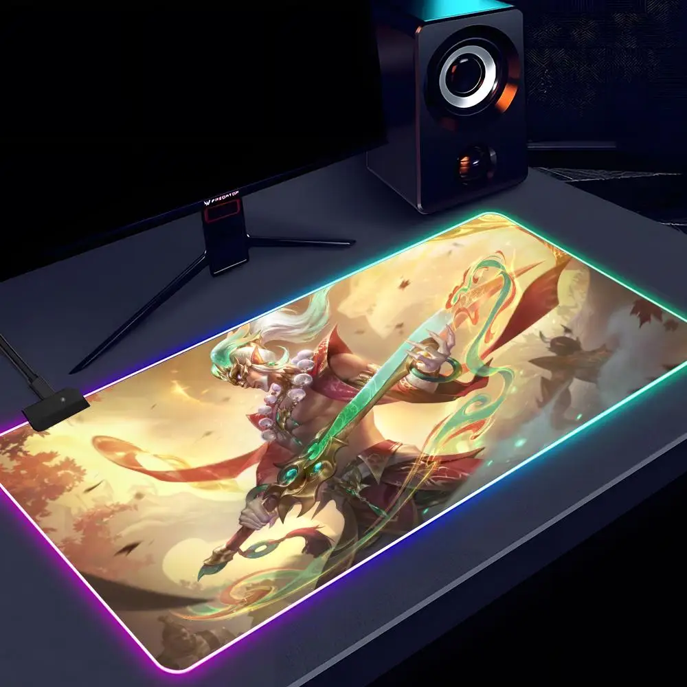 Game League of Legends Master Yi Mouse Pad RGB luminous 900X400mm large table mat non-slip extra large game office mouse pad