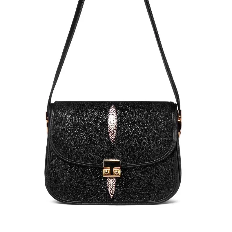 

yuanyu New Stingray skin pearl leather single shoulder crossbody female small square bag women flap