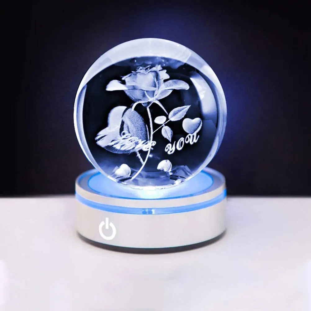 

2Pcs LED Crystal Ball Lamp Base Touch Switch Multi-Mode Colorful Light Display Stand for Romantic Home Decoration