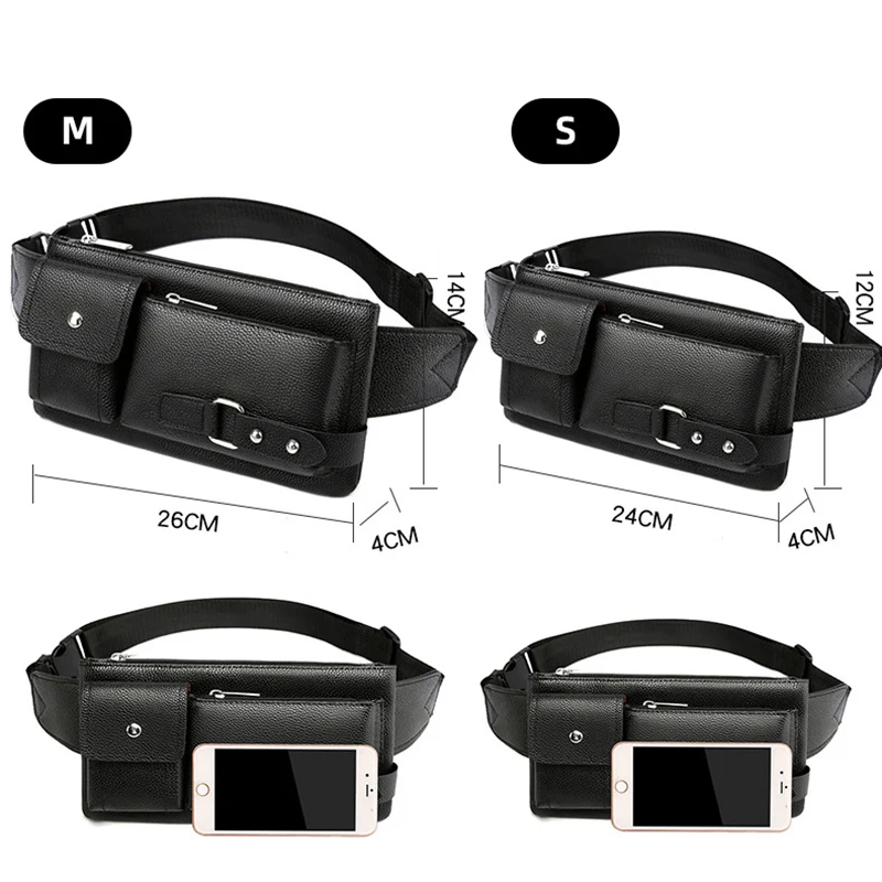 Men Business Waist Pack PU Male Chest Bag Waterproof Fanny Pack Belt Bags Phone Packs Multi-Layer Casual Shoulder Crossbody Bags
