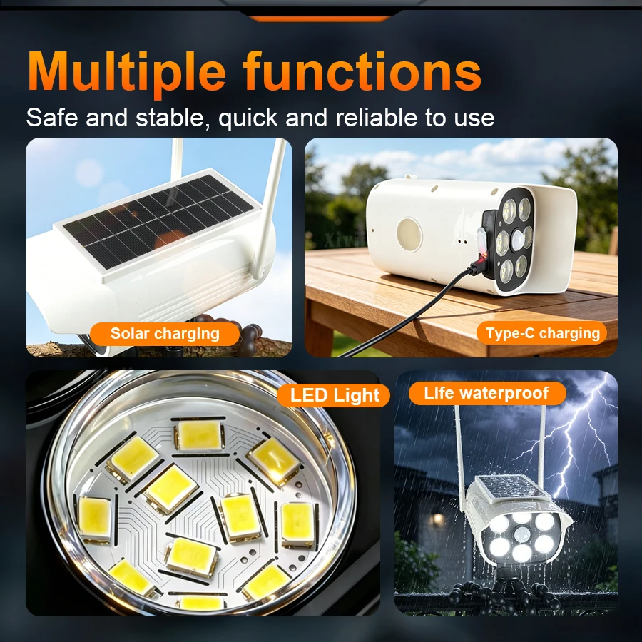 1/2Pcs Solar Dummy Camera Light 266 LED USB Dual Charging Anti-theft Simulation PIR Induction Security Outdoor Garden Wall Lamp