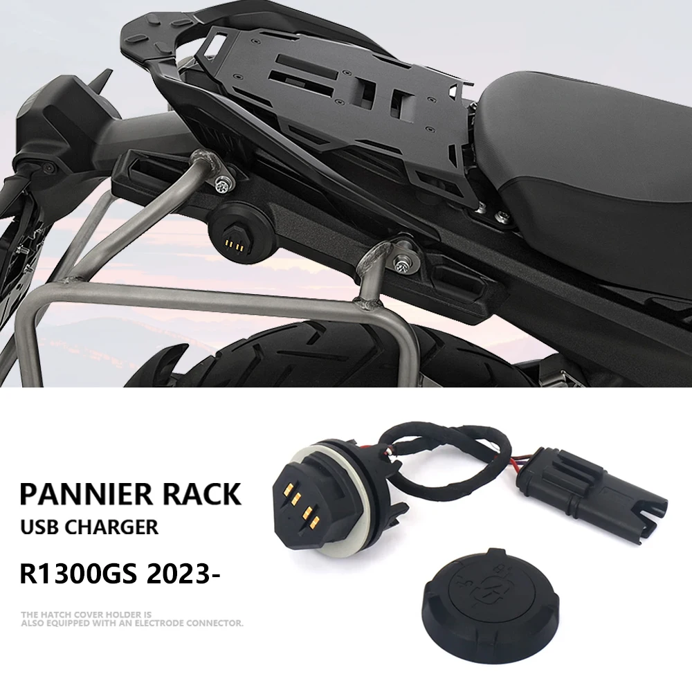 Motorcycle Dual USB Socket Power Outlet With lid Waterproof Hatch Cover Holder For R1300GS GS1300 R 1300 GS 2023-2025