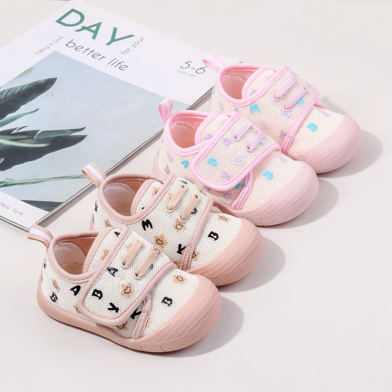 

Spring and Autumn Children Sneakers Cute Baby Girls and Boys Mesh Breathable TPR Sole Non-slip Toddler Shoes First Walkers