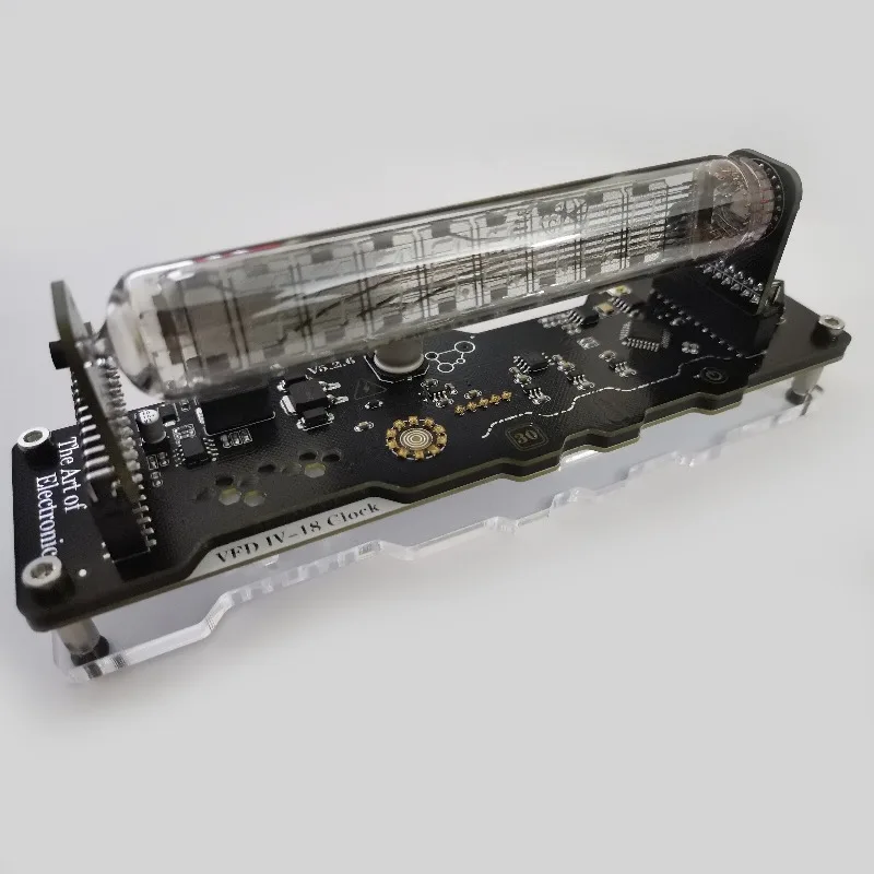 IV18 Vacuum Fluorescent Tube Clock Art Technology Light Tube Ornament RGB Computer Desk Set