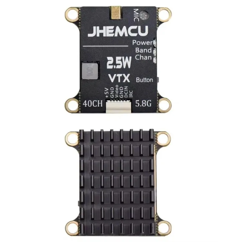 BoMaSJHEMCU 2.5W VTX 5.8G 40CH Adjustable 0mW/25mW/400mW/800mW/1.5W/2.5W FPV Powerful Transmitter W/Microphone Heat Sink 2-6S 30