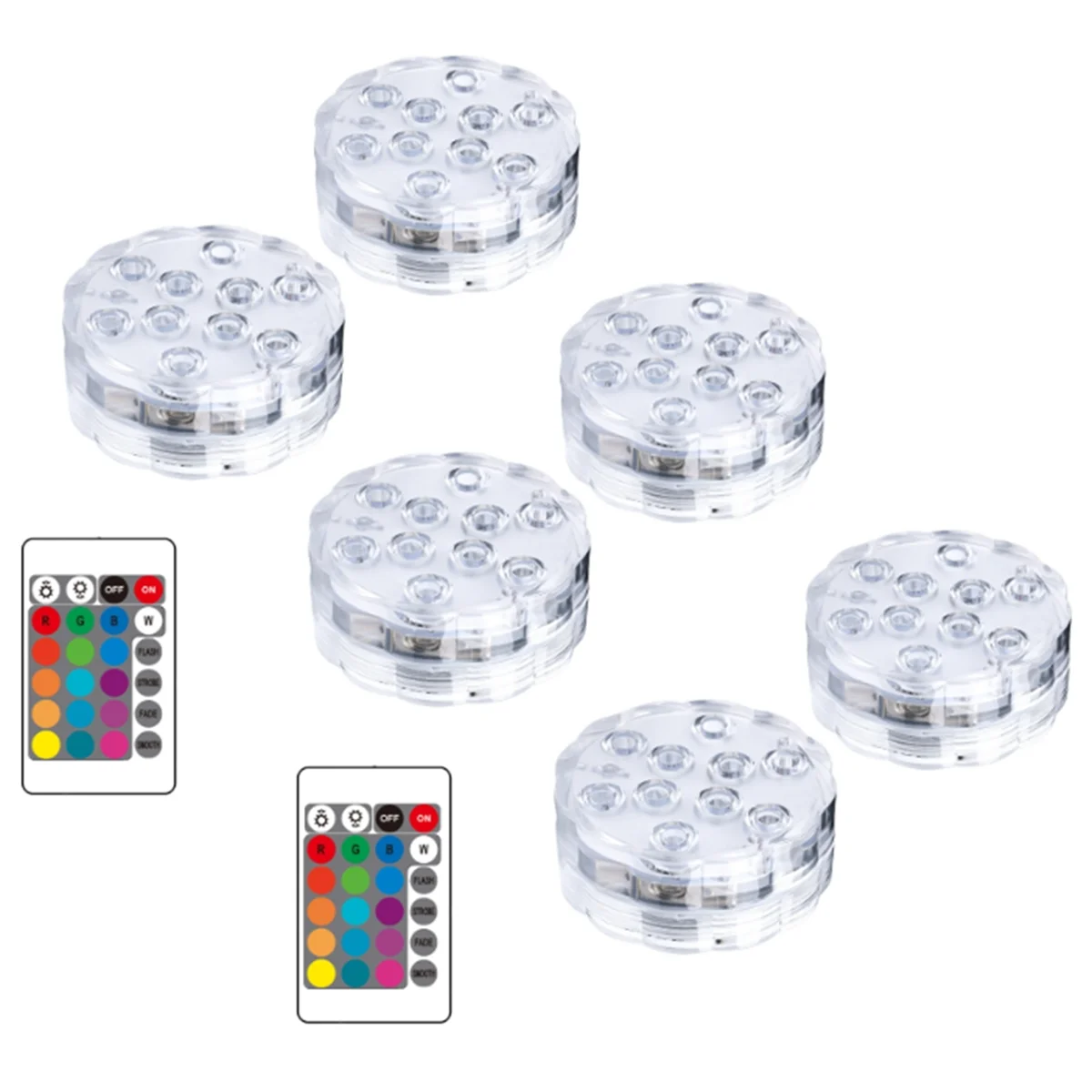 

A59T 6PCS LED RGB Submersible Light 16 Colors Underwater Lamp for Ponds Decoration Parties Vase Bases Spas Aquariums