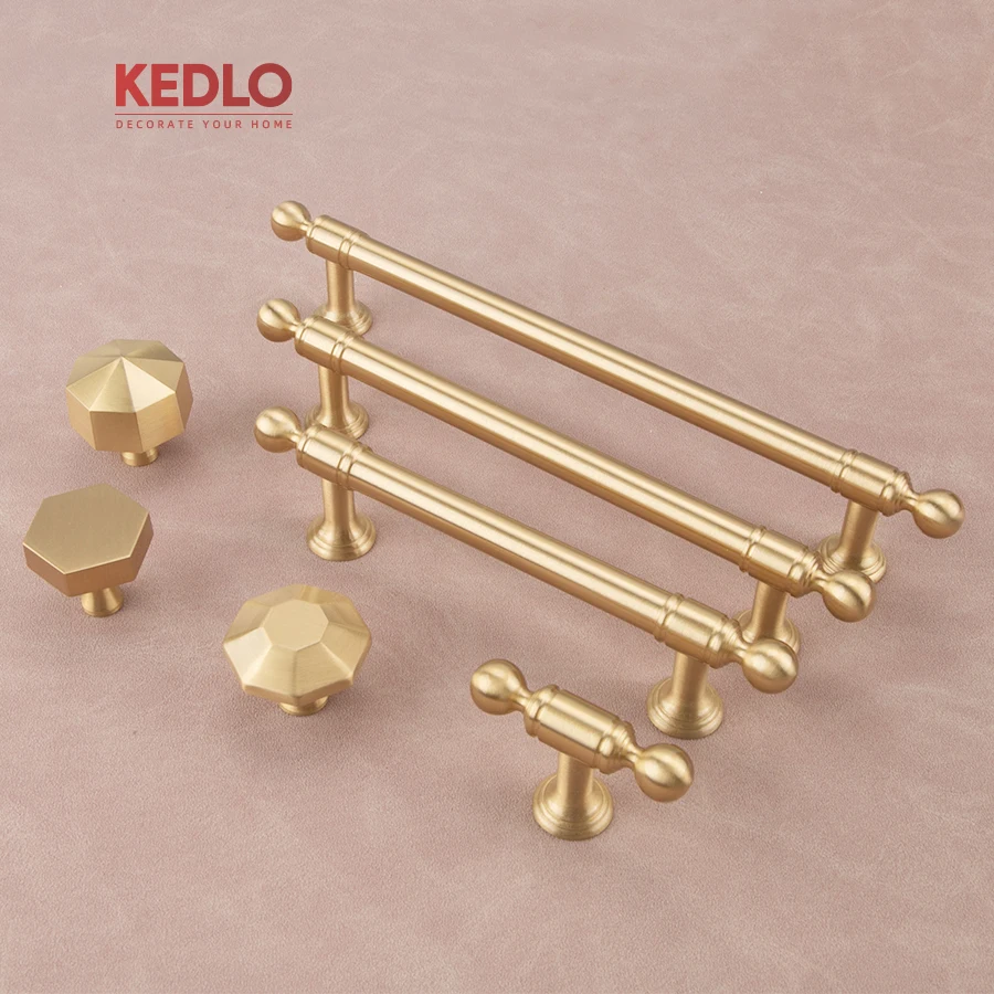 KEDLO Europäischer Retro-Antik-Messinggriff für Küchenschränke, massiver Messinggriff in Gold, langer Schubladengriff – Detail 7