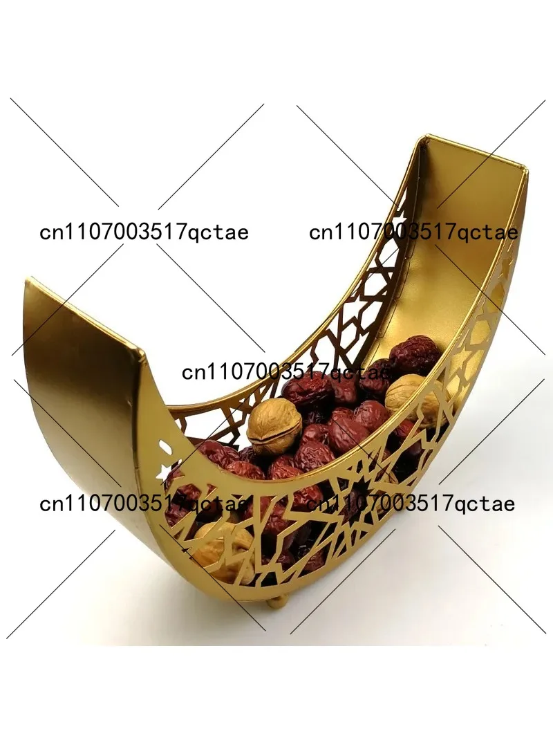 Ramadan Crescent Moon Storage Tray Decorative Snack Fruit Plate for Middle Eastern Home Decor