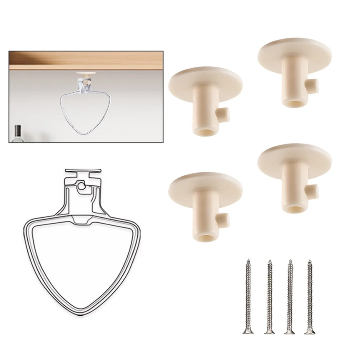 popular 4Pcs Stand Mixer Holders, Kitchen Storage Organizer with Screw-In Mixer Attachments Organizer