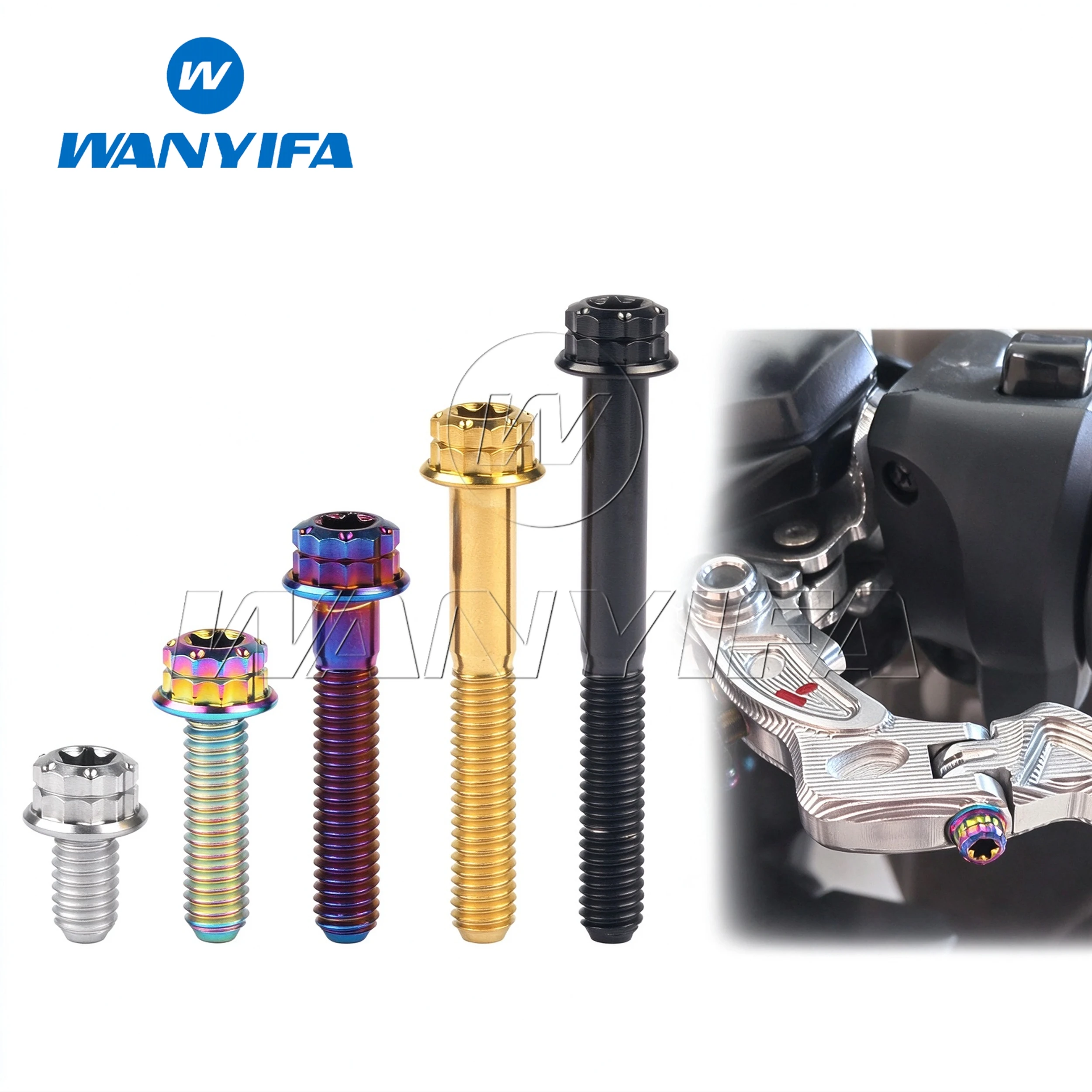 Wanyifa Titanium Ti Bolt M6x10/15/20/25/30/35/40/45/50mm Torx T30 Flange 12 Points Head Screw for Bike Motorcycle Modification