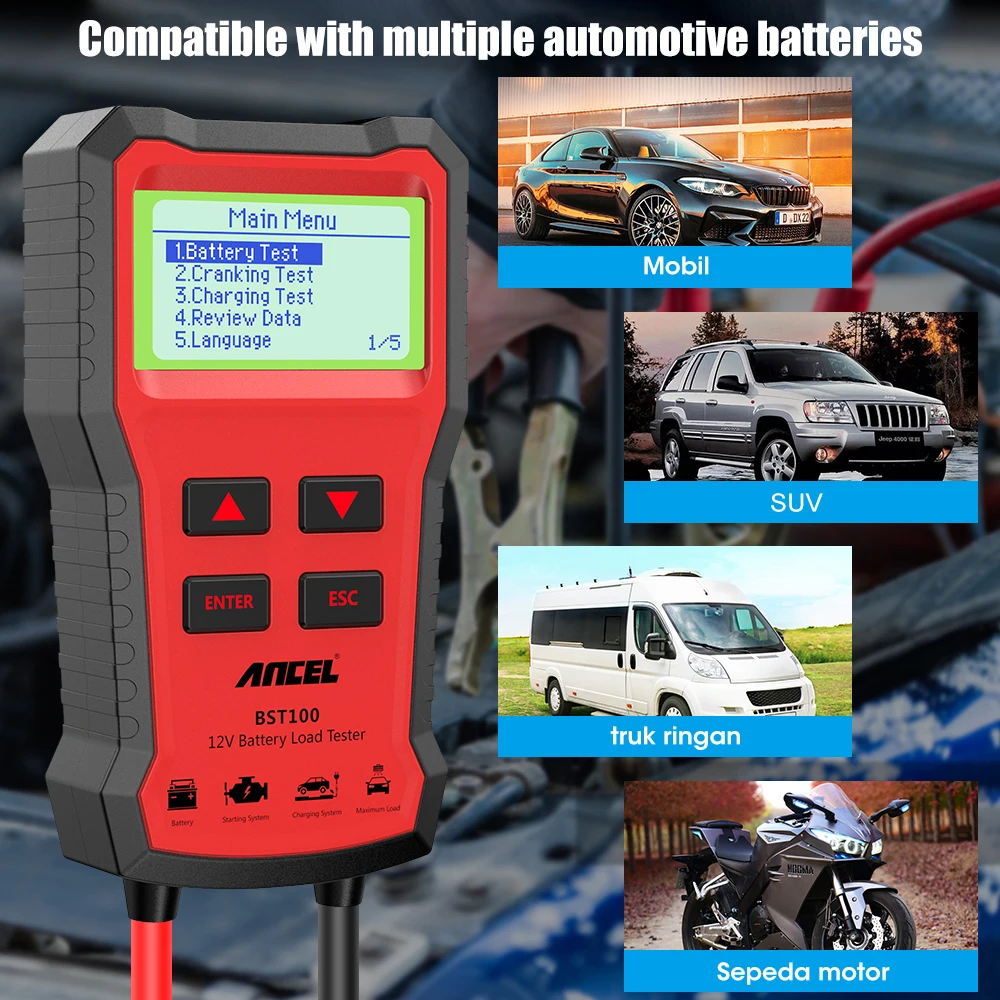 ANCEL BST100 12V Battery Tester Car Battery Analyzer Cranking Charging Circuit Test Battery Monitor Car DiagnosticTools PK BM550