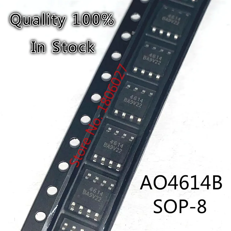 10PCS/LOT   New  AO4614B AO4614 4614B SOP-8 MOS field effect tube N+P channel 40V SOP8