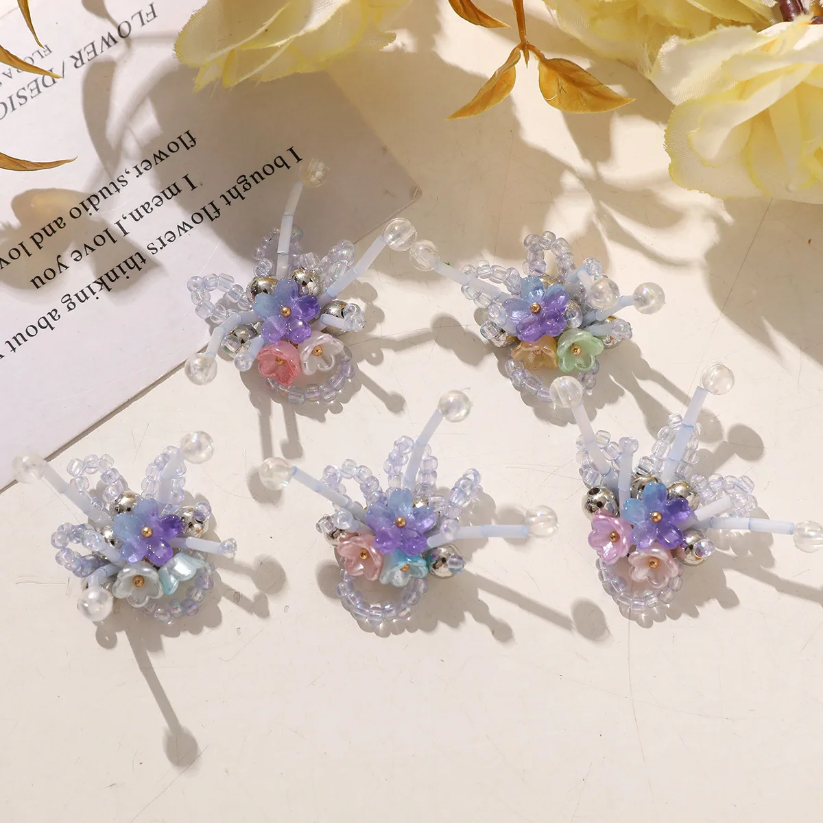 

Personalized Gradient Purple Tube Bead Loose Flower Shoe Charms 1 Piece Korean Ins DIY Shoe Decor for Clogs Jelly Clear